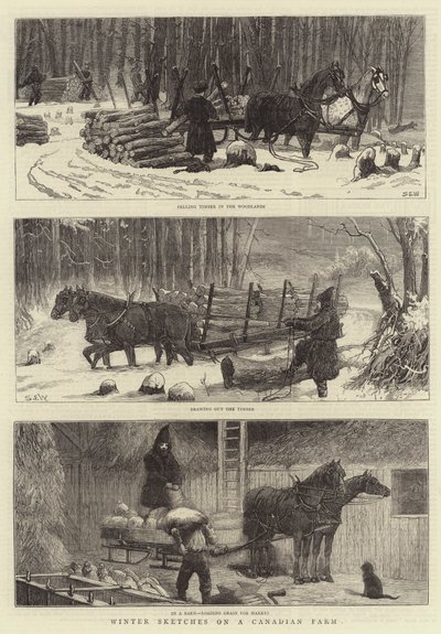 カナダの農場での冬のスケッチ 作： Samuel Edmund Waller